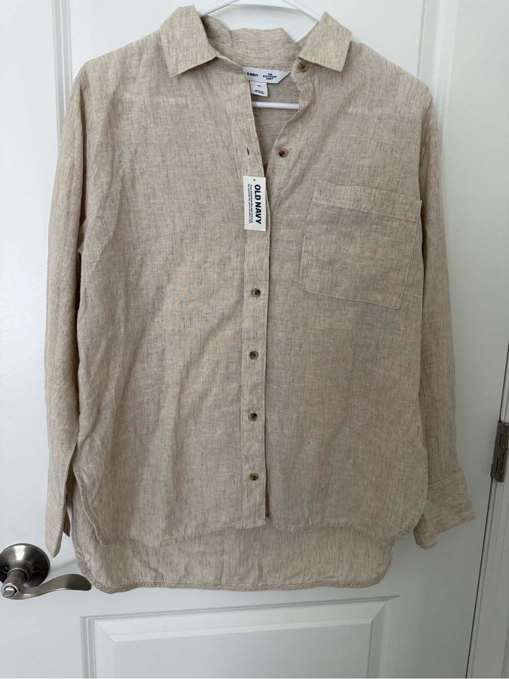 Old Navy women’s Natural Beige Linen Blend Button-Down Shirt
